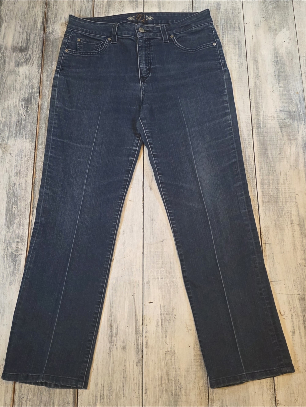 Miraclebody Women's Dark Blue Mid Rise Straight Leg Jeans sz 12